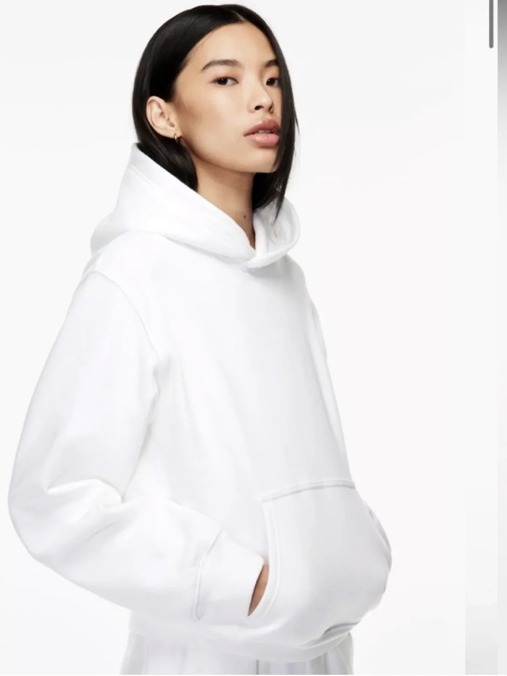 Aritzia TNA Terry Sweatfleece Hoodie White EUC MSRP $95